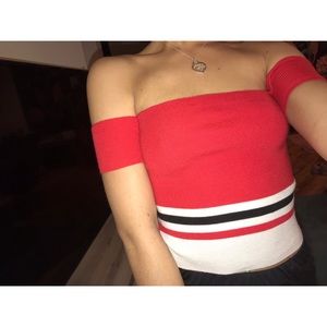 H&M STRIPED SYMMETRICAL CROP TOP